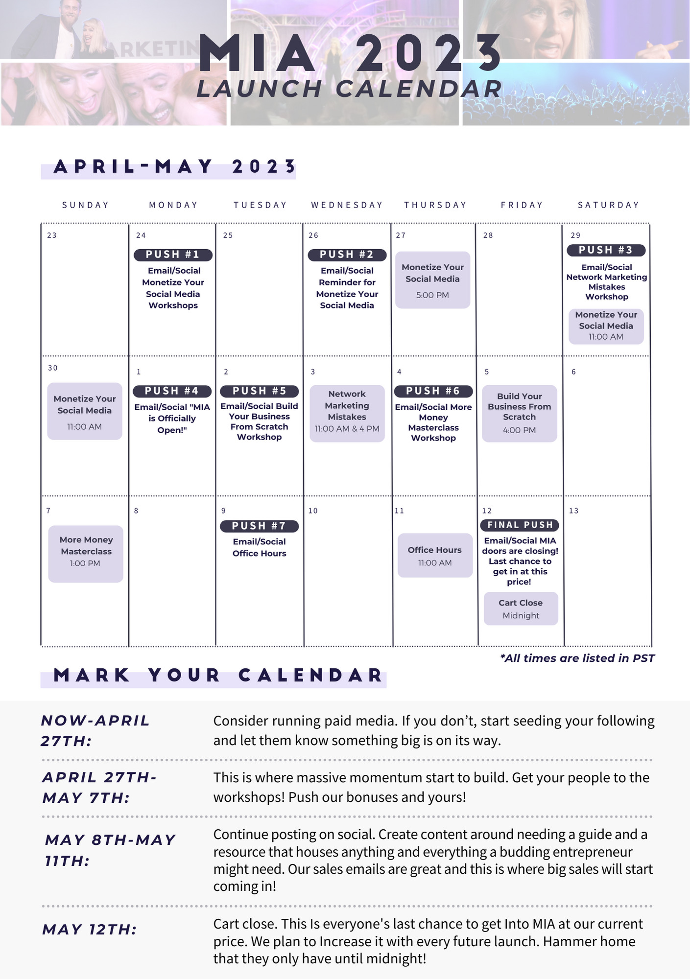 MIA 2023 LAUNCH CALENDAR